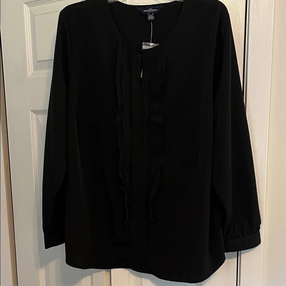 Lands End black “silky” long sleeve blouse size 20W NWT